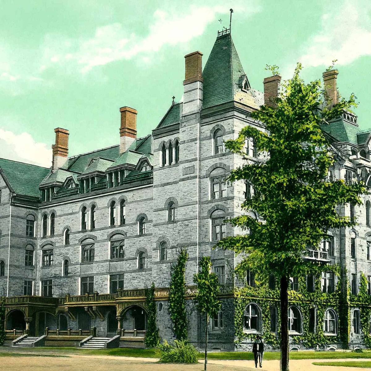 Princeton University Witherspoon Hall in 1910 Vintage Print (7 Sizes)