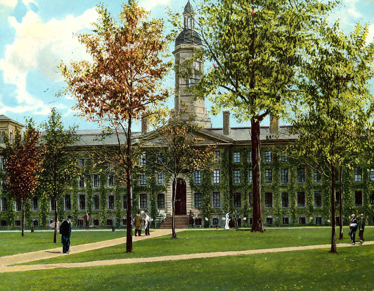 Princeton University Nassau Hall in 1910 Vintage Print (7 Sizes) - Reproduction