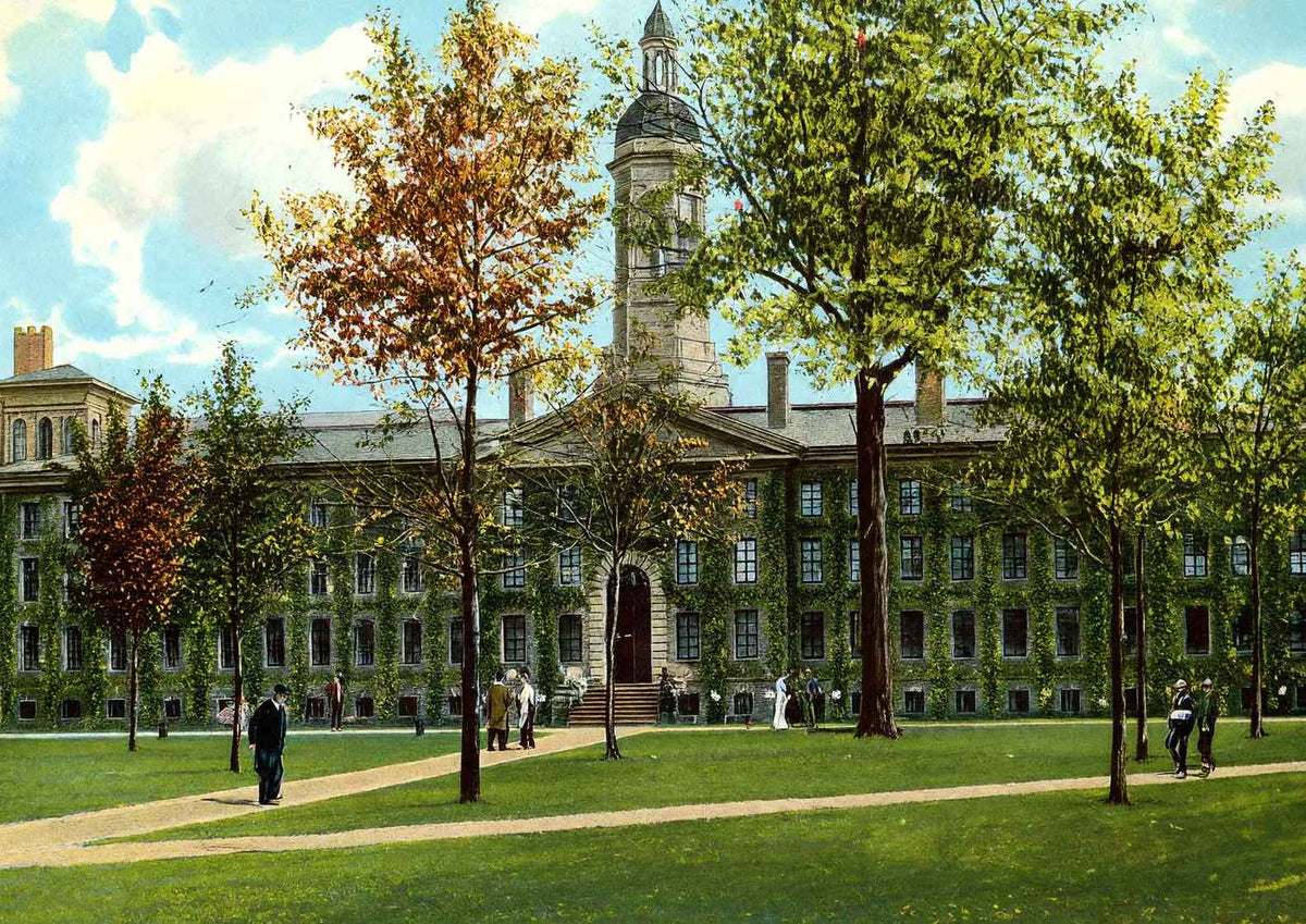 Princeton University Nassau Hall in 1910 Vintage Print (7 Sizes) - Reproduction