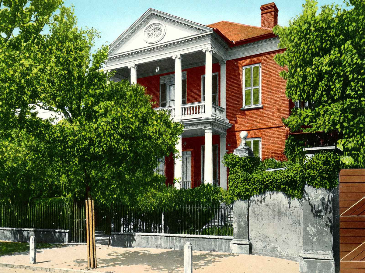 Pringle House Charleston in 1906 Vintage Print (7 Sizes) - Premium Print