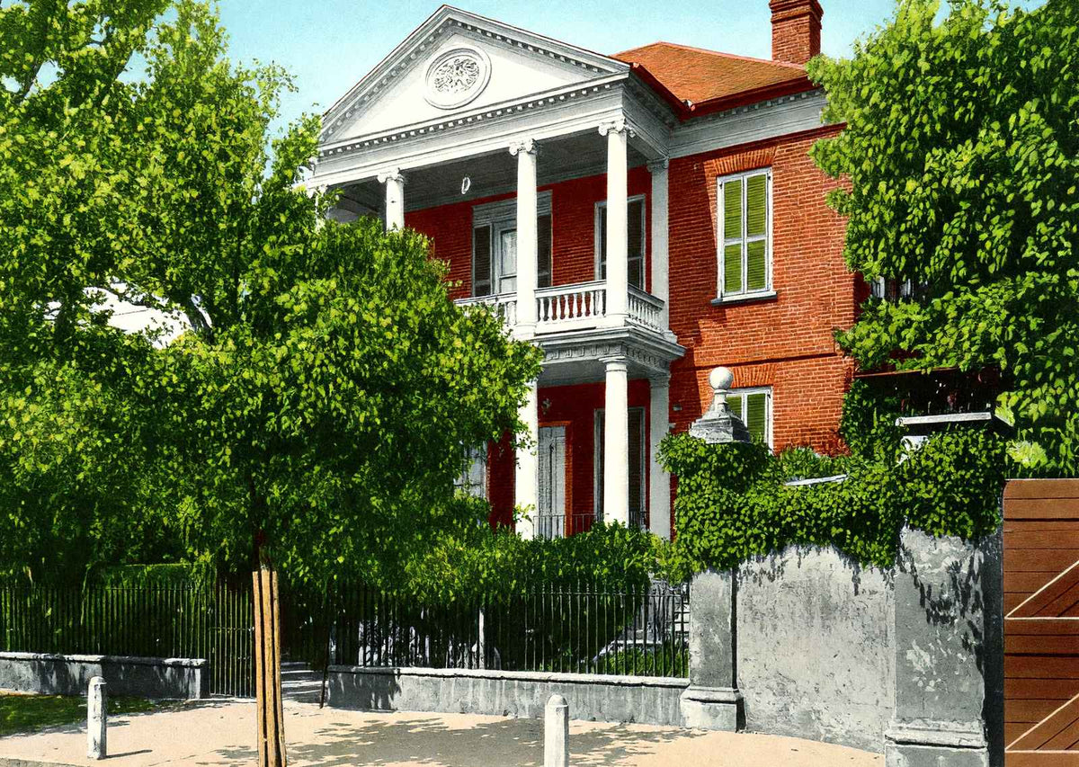 Pringle House Charleston in 1906 Vintage Print (7 Sizes) - Premium Print