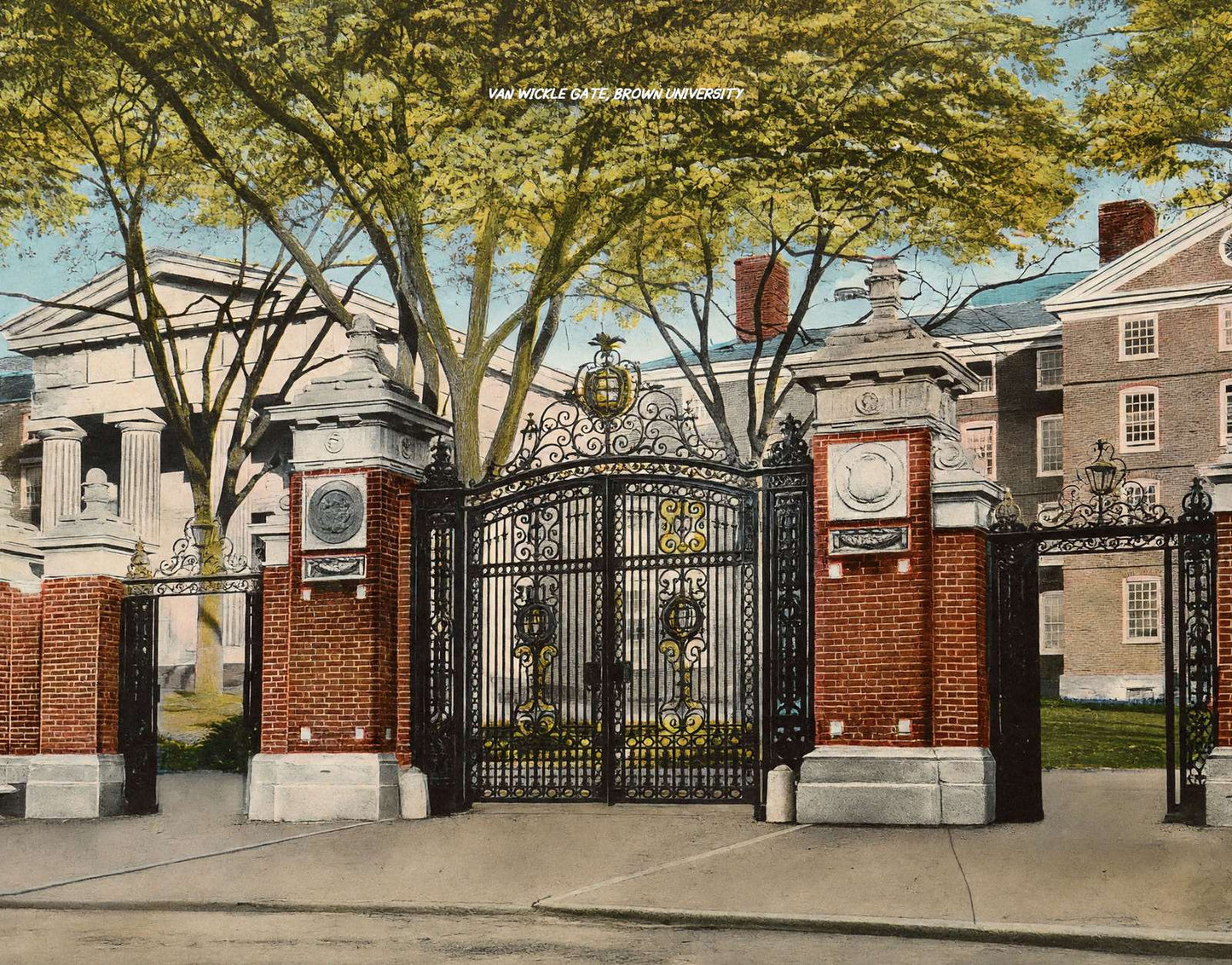 Van Wickle Gate Brown University Providence RI in 1908 Vintage Print