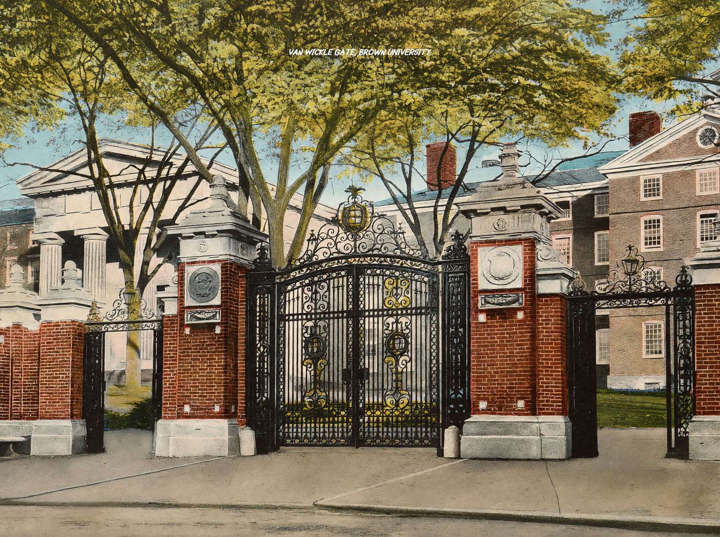 Van Wickle Gate Brown University Providence RI in 1908 Vintage Print