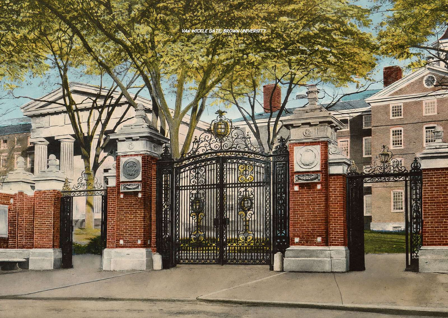 Van Wickle Gate Brown University Providence RI in 1908 Vintage Print