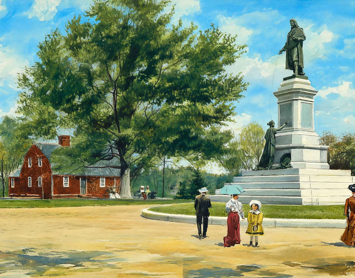 Betsy Williams Cottage and Roger Williams Statue Roger Art Print (7 Sizes)