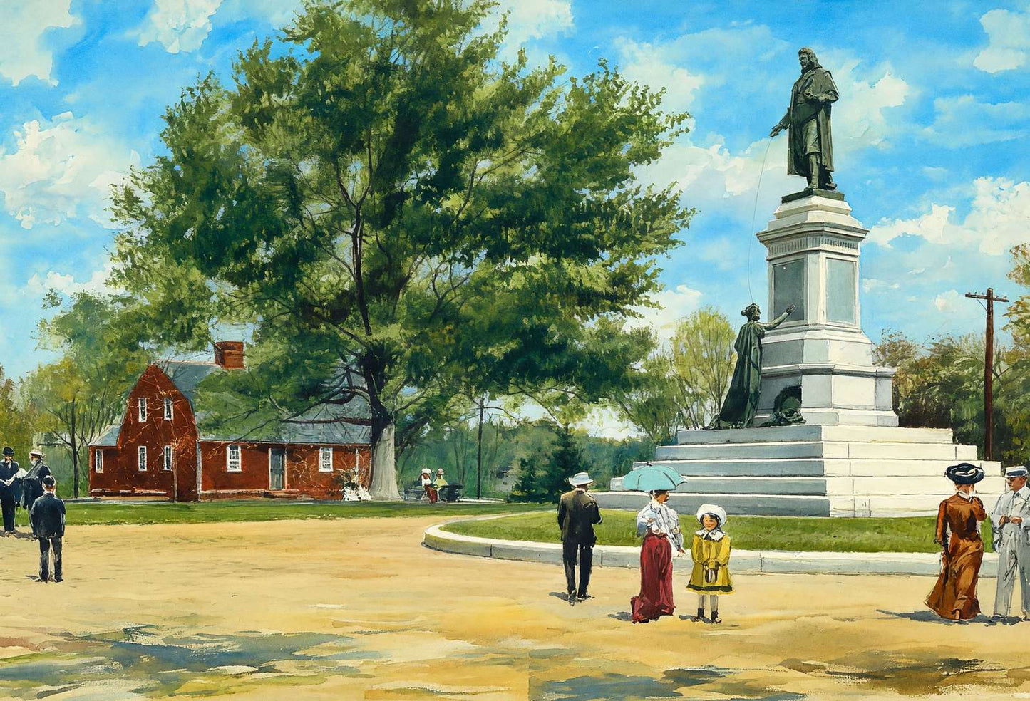 Betsy Williams Cottage and Roger Williams Statue Roger Art Print (7 Sizes)