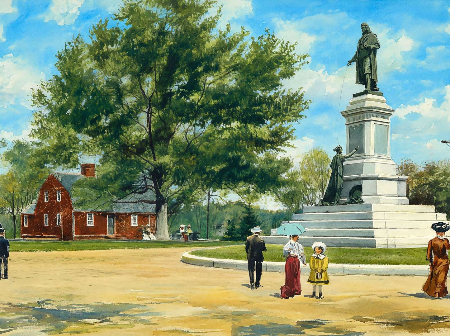 Betsy Williams Cottage and Roger Williams Statue Roger Art Print (7 Sizes)