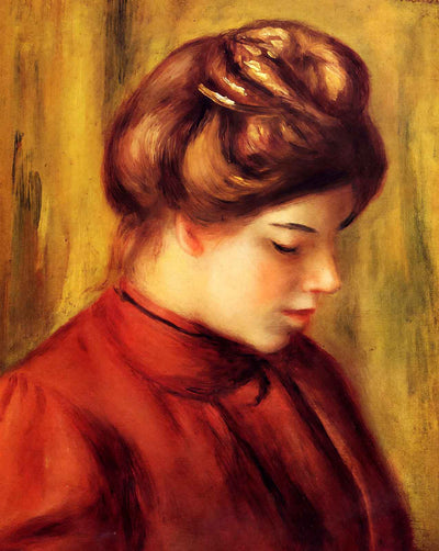 Profile of a Woman in a Red Blouse fine art print by Pierre-Auguste Renoir (1897)