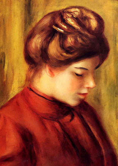 Profile of a Woman in a Red Blouse Art Print 1897 by Renoir (6 Sizes)