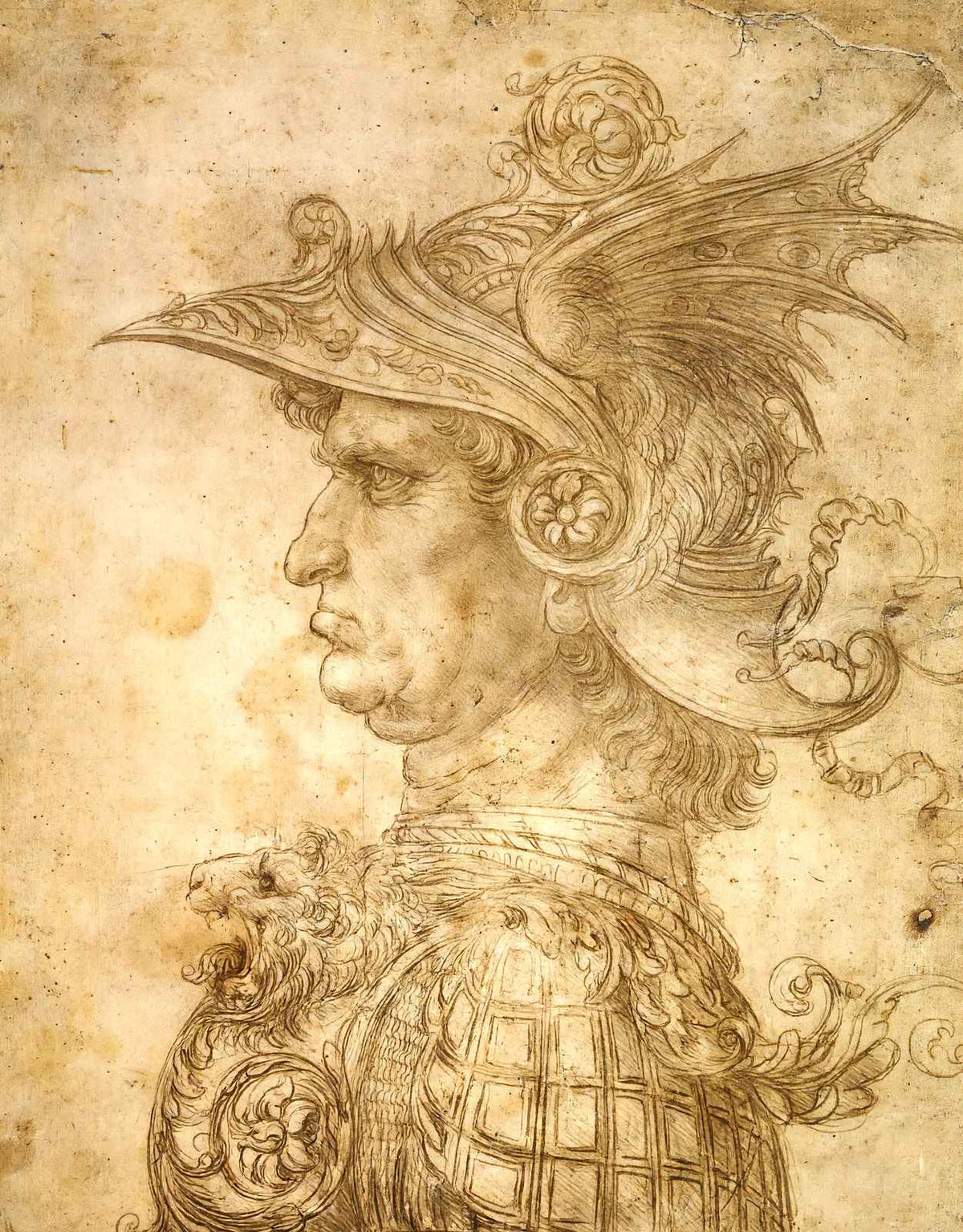 Profile of a Warrior in Helmet Art Print 1472 by Leonardo da Vinci (6 Sizes)