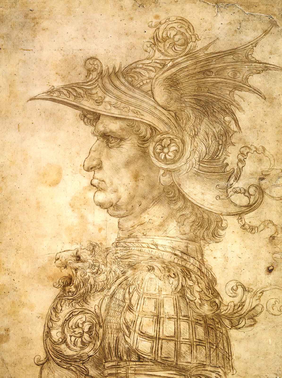 Profile of a Warrior in Helmet Art Print 1472 by Leonardo da Vinci (6 Sizes)