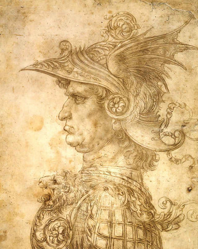 Profile of a Warrior in Helmet painting print by Leonardo da Vinci (1472)