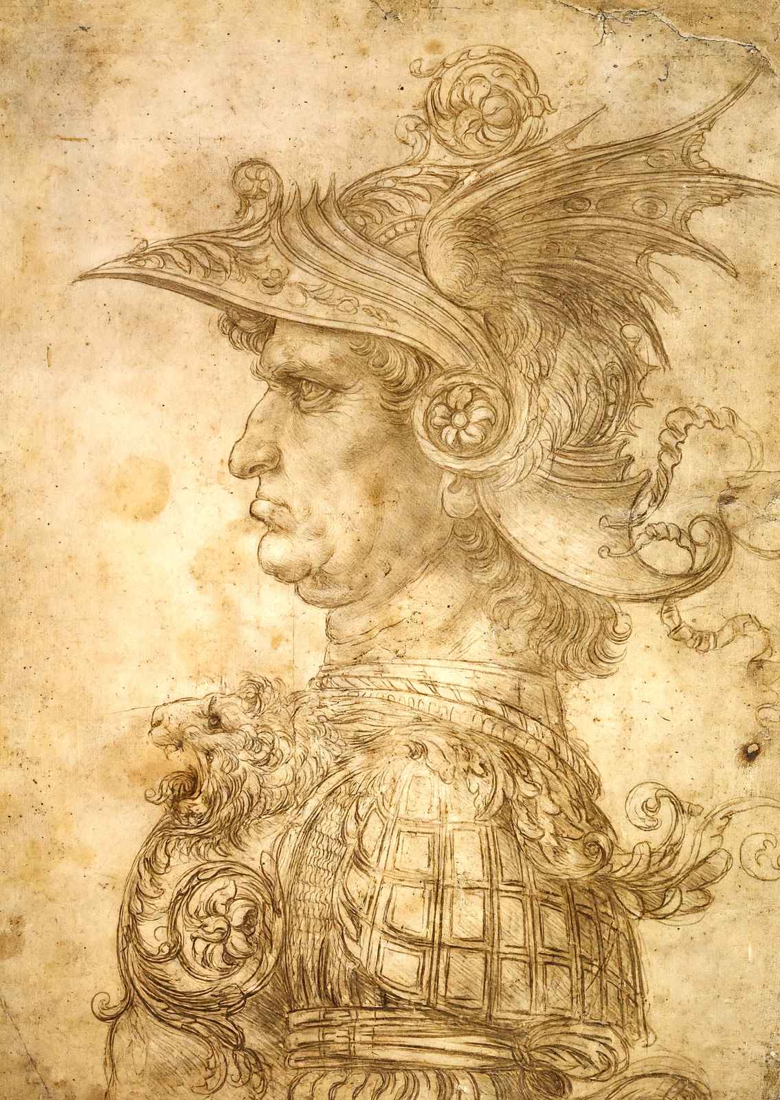 Profile of a Warrior in Helmet Art Print 1472 by Leonardo da Vinci (6 Sizes)