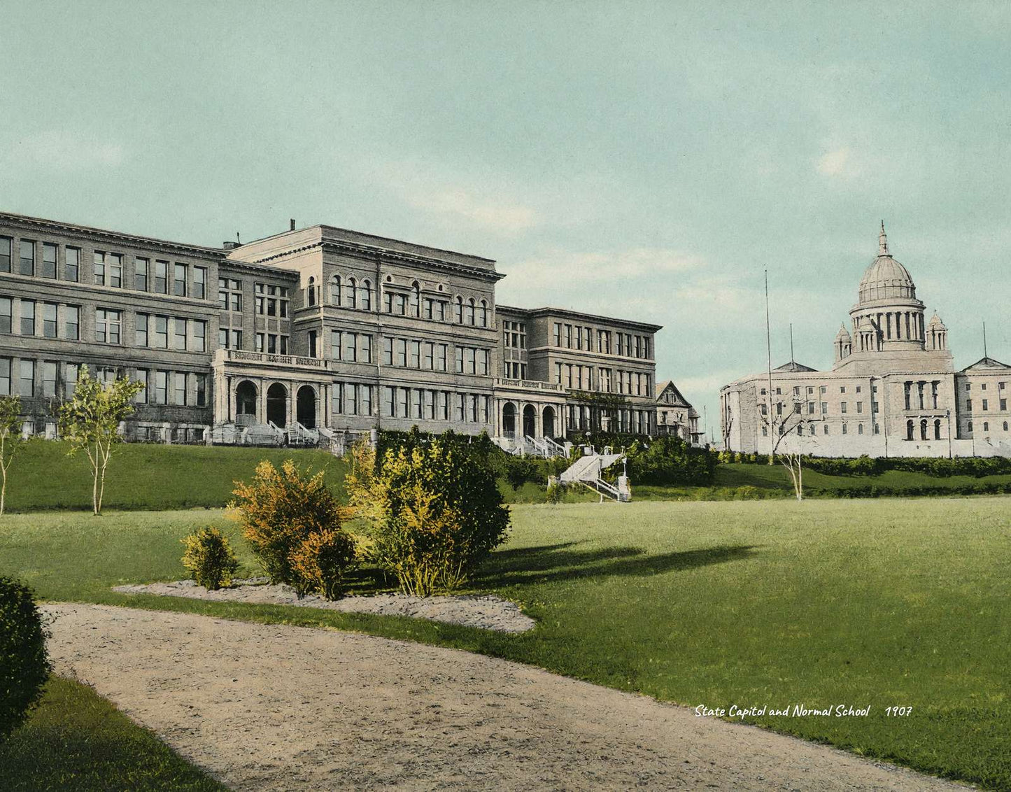 State Capitol and Normal School Providence RI in 1907 Vintage Print (7 Sizes)