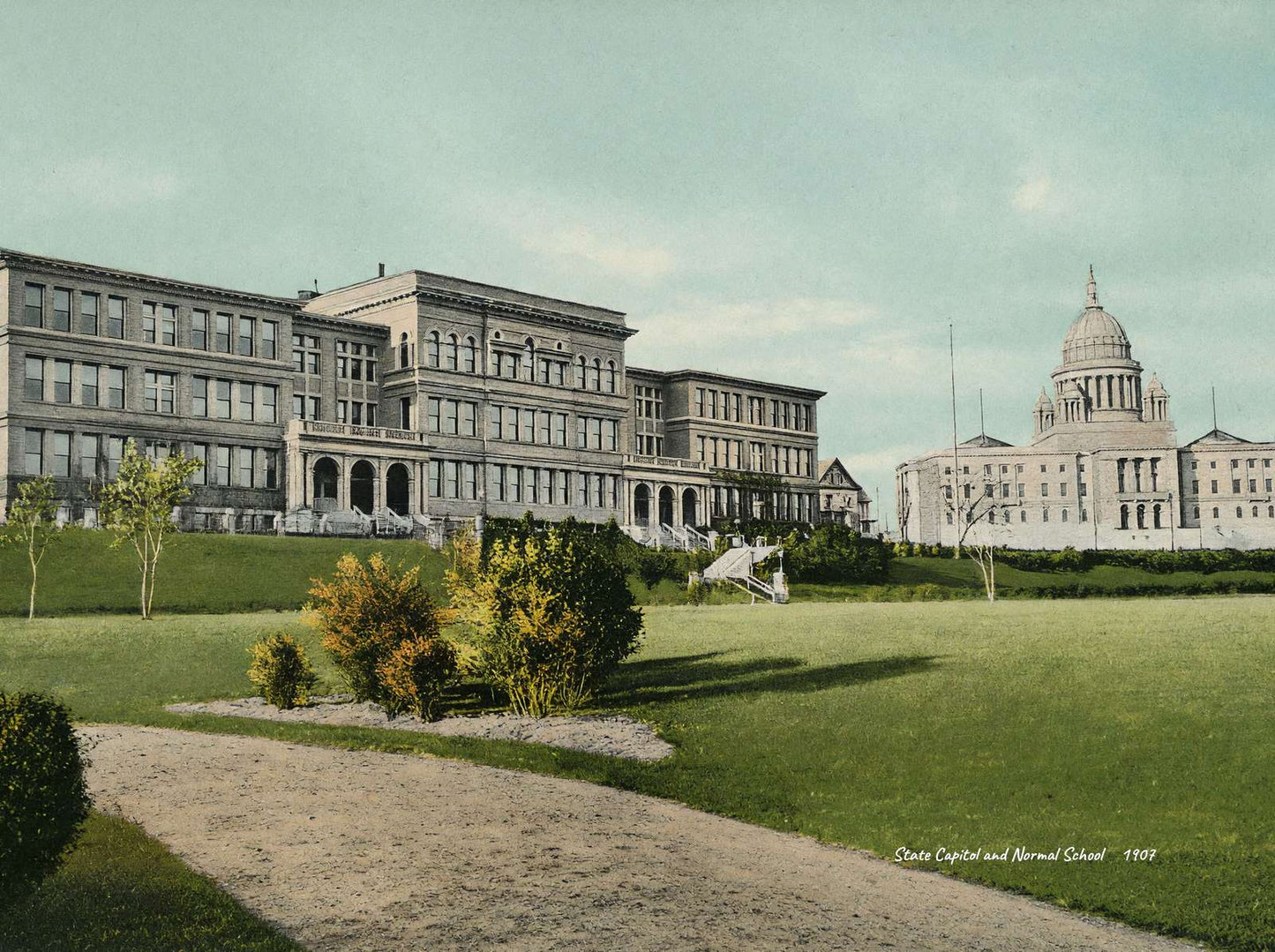State Capitol and Normal School Providence RI in 1907 Vintage Print (7 Sizes)