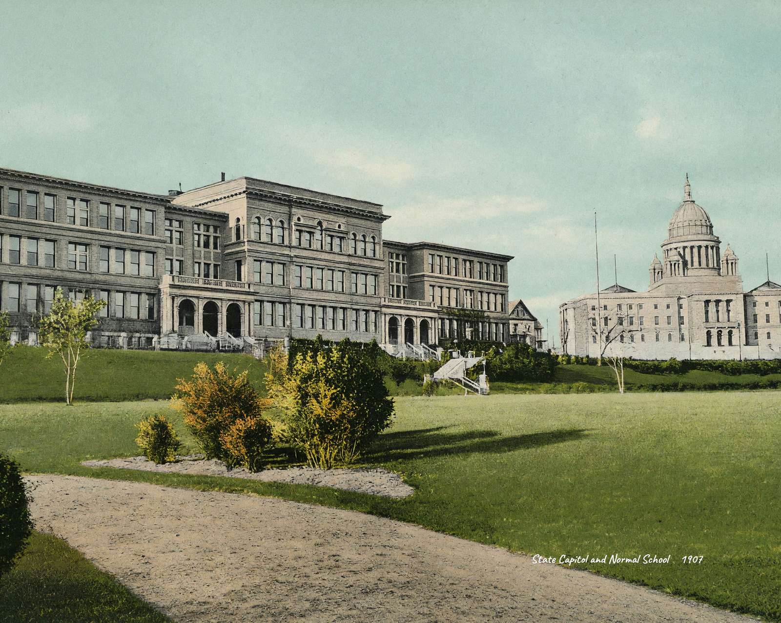 State Capitol and Normal School in 1907 vintage print