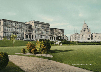 State Capitol and Normal School Providence RI in 1907 Vintage Print (7 Sizes)
