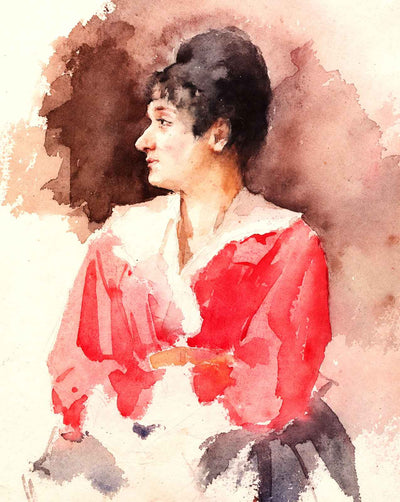 Profile of an Italian Woman painting print by Mary Cassatt (1873)