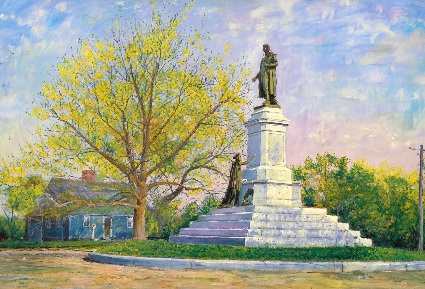 Roger Williams Statue and Betsy Williams Cottage Roger Art Print (7 Sizes)
