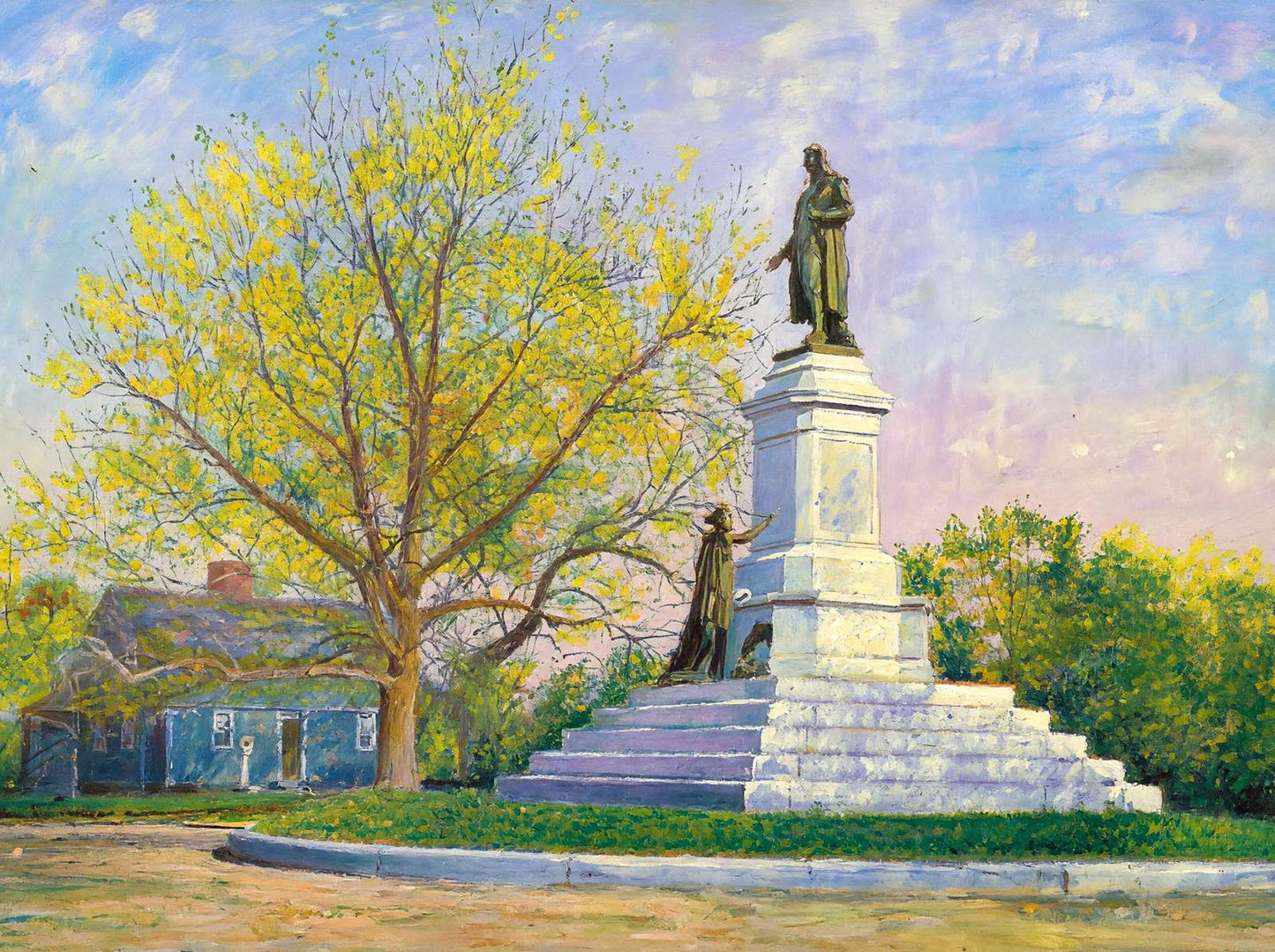 Roger Williams Statue and Betsy Williams Cottage Roger Art Print (7 Sizes)