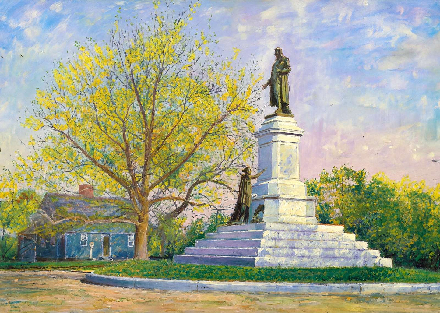Roger Williams Statue and Betsy Williams Cottage Roger Art Print (7 Sizes)