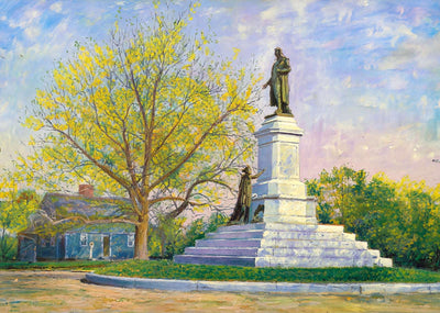 Roger Williams Statue and Betsy Williams Cottage Roger Art Print (7 Sizes)