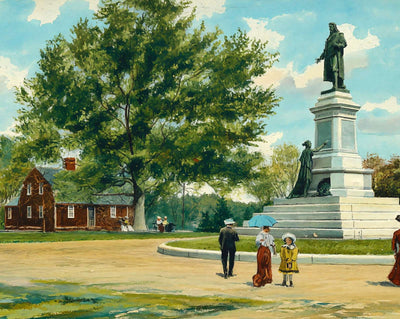 Roger Williams House and Statue art print