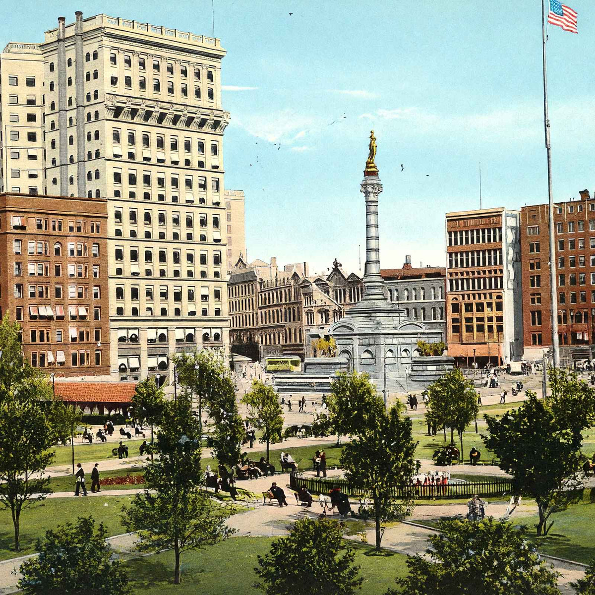 Public Square Cleveland in 1907 Vintage Print (7 Sizes) - Retouched