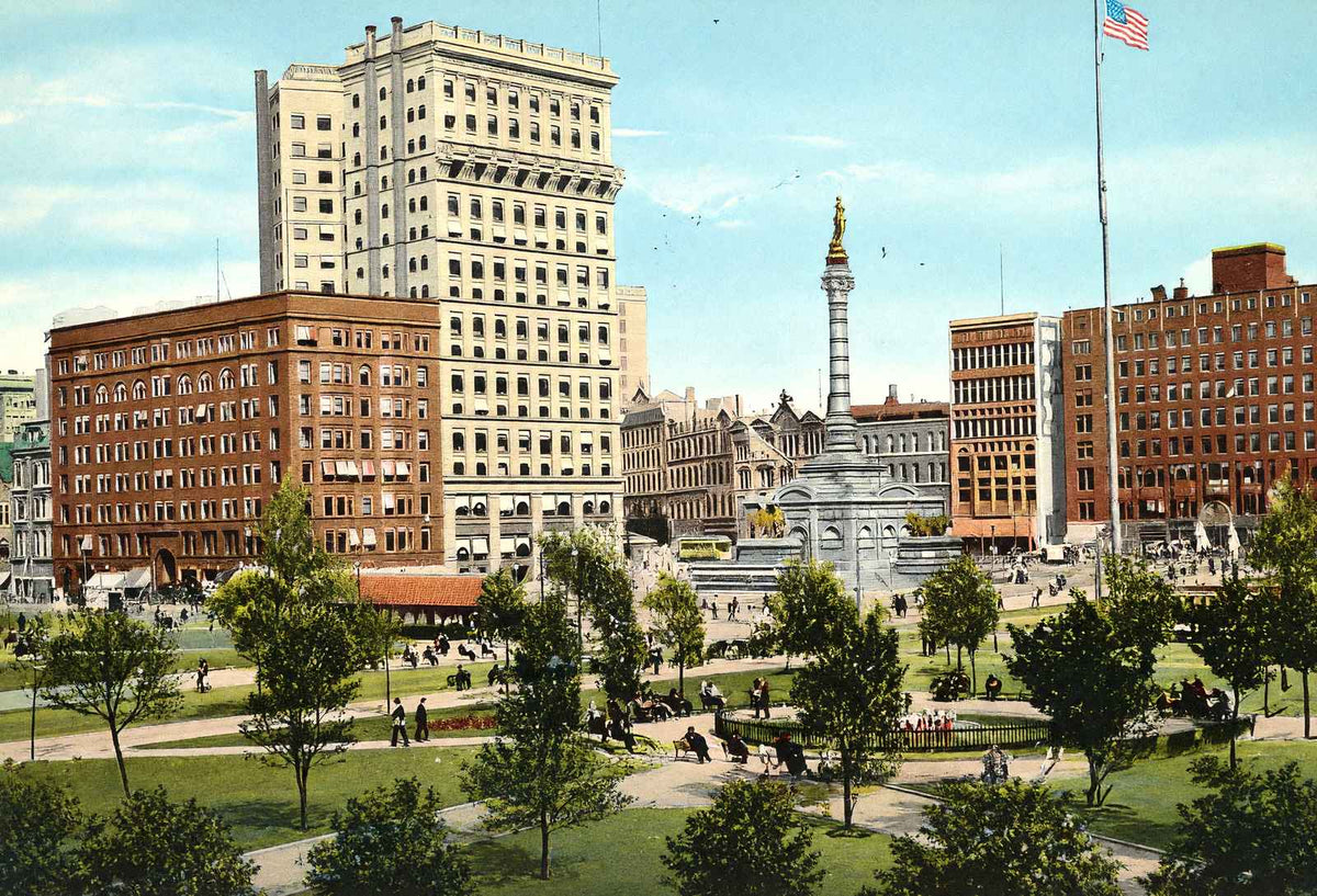 Public Square Cleveland in 1907 Vintage Print (7 Sizes) - Retouched