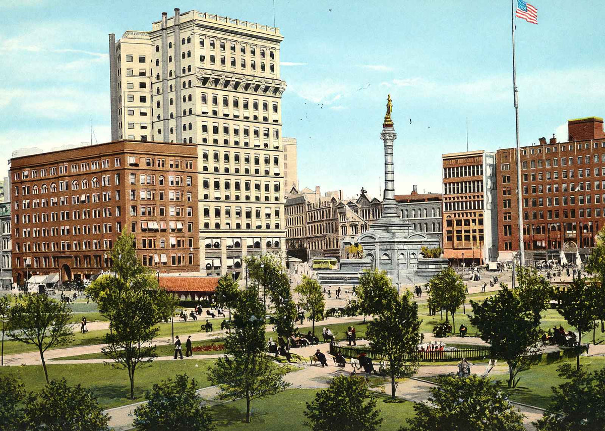 Public Square Cleveland in 1907 Vintage Print (7 Sizes) - Retouched