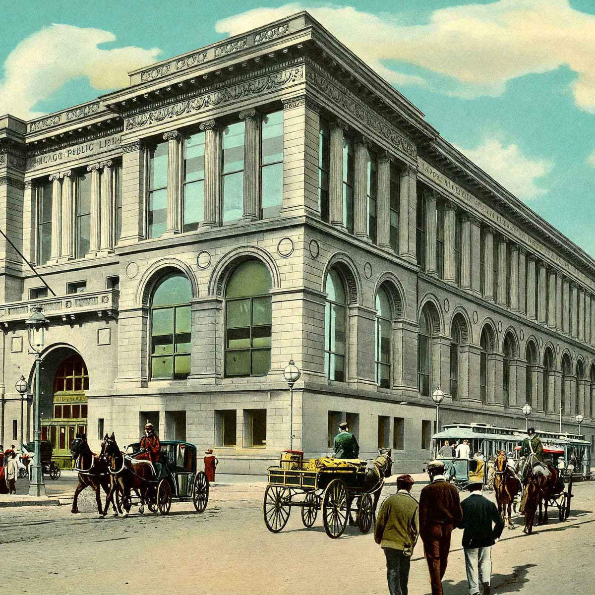 Public Library Chicago in 1905 Vintage Print (7 Sizes) - Restored