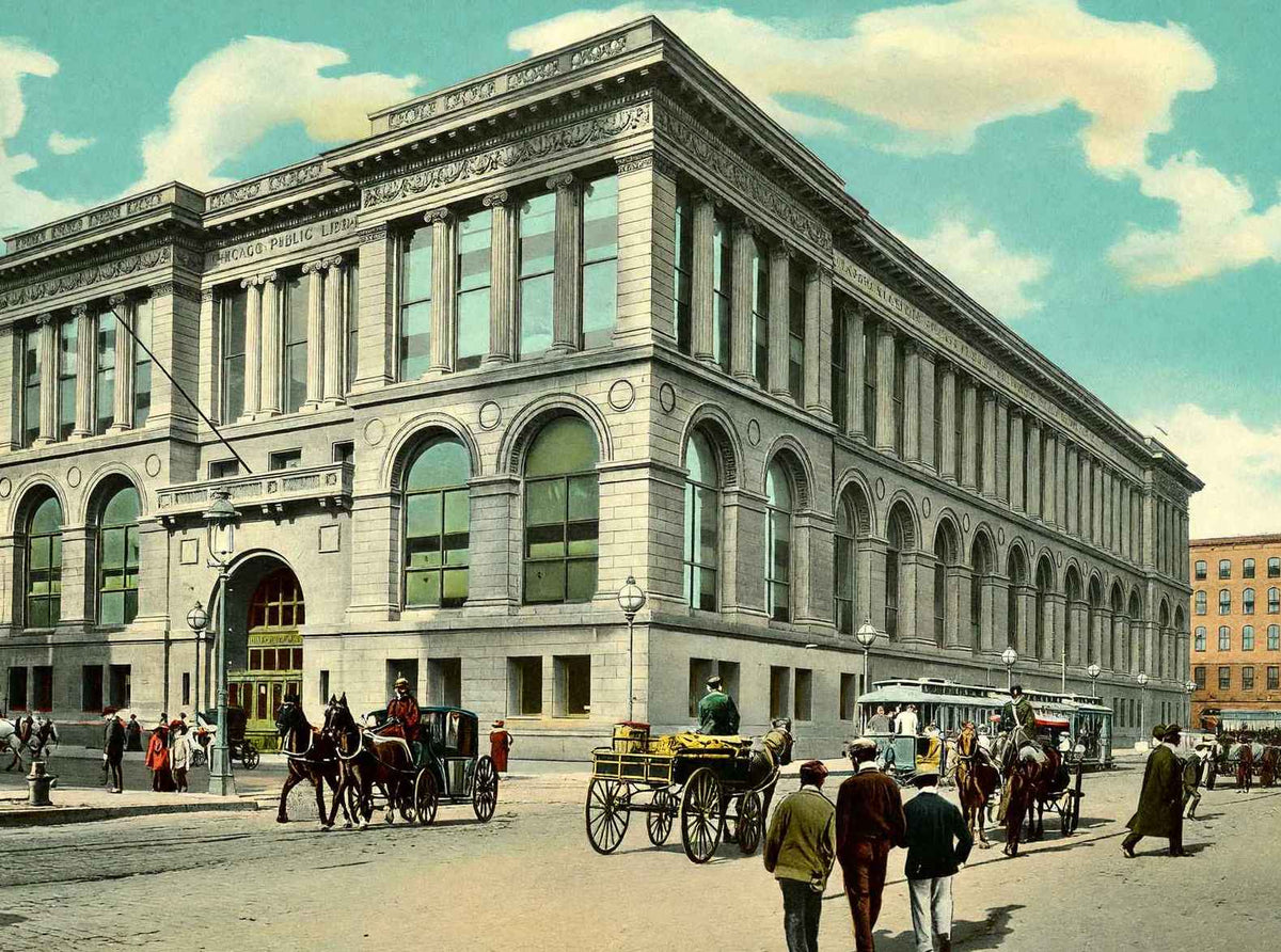 Public Library Chicago in 1905 Vintage Print (7 Sizes) - Restored