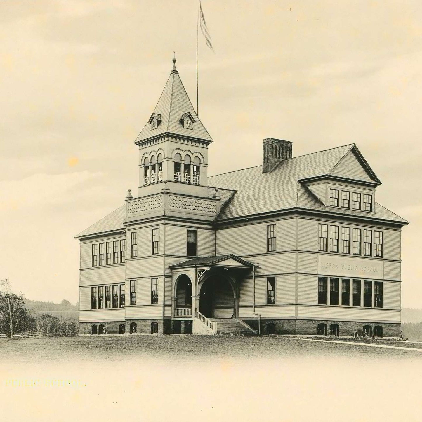 Public School Lisbon NH in 1906 Vintage Print (7 Sizes) - Retouched