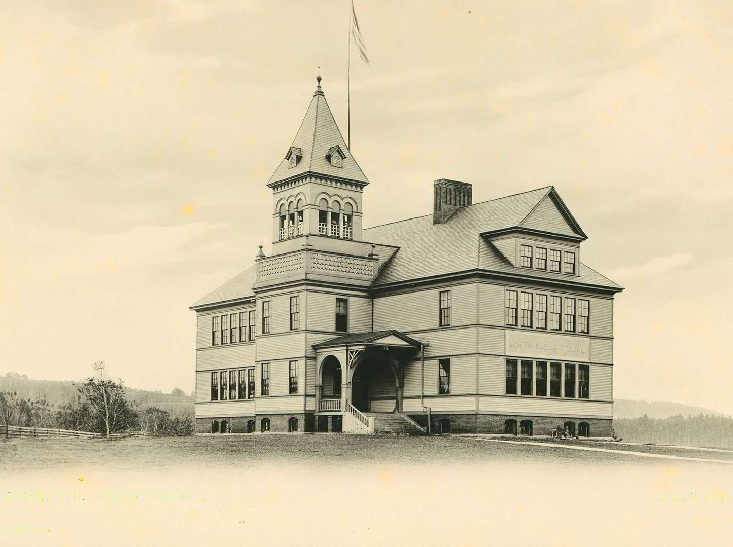 Public School Lisbon NH in 1906 Vintage Print (7 Sizes) - Retouched