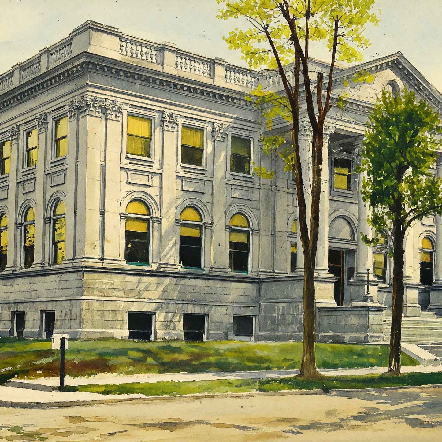 Public Library Fort Wayne in 1909 Art Print (7 Sizes) - Premium Quality