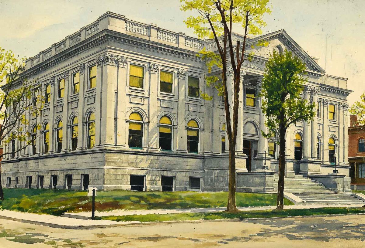 Public Library Fort Wayne in 1909 Art Print (7 Sizes) - Premium Quality