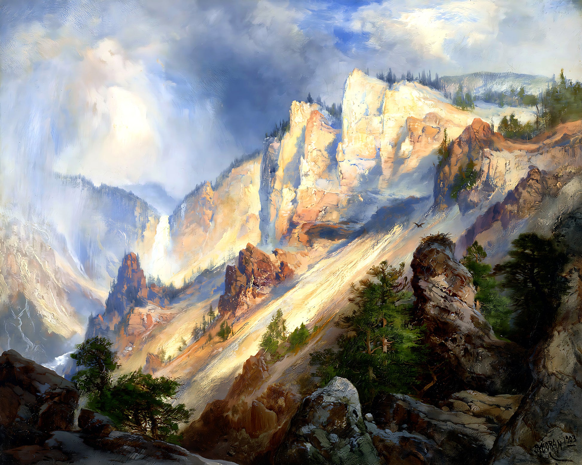 Passing Shower in Yellowstone Canon by Thomas Moran 8x10" Art Print