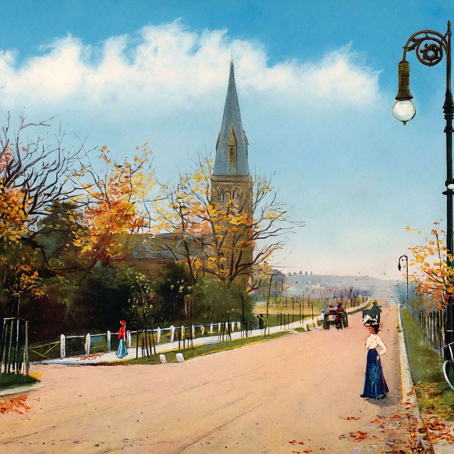 Queen's Avenue Showing St George's Church Aldershot in 1904 Vintage Print