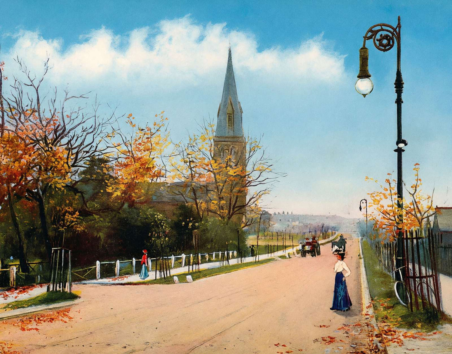 Queen's Avenue Showing St George's Church Aldershot in 1904 Vintage Print