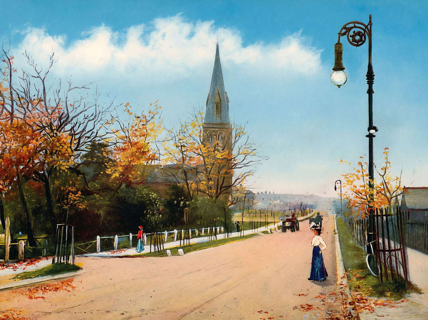Queen's Avenue Showing St George's Church Aldershot in 1904 Vintage Print