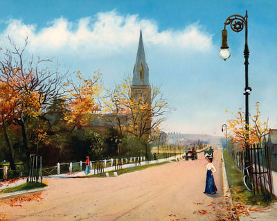 Queen's Avenue Showing St George's Church vintage print