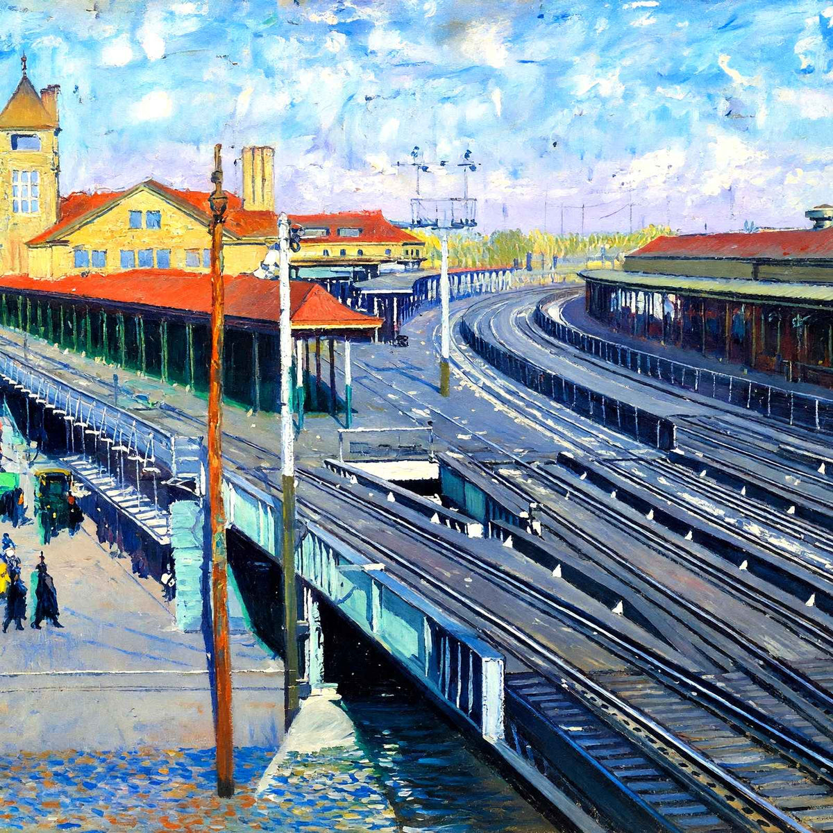 Railroad Station Bridgeport in 1907 Art Print (7 Sizes) - Retouched