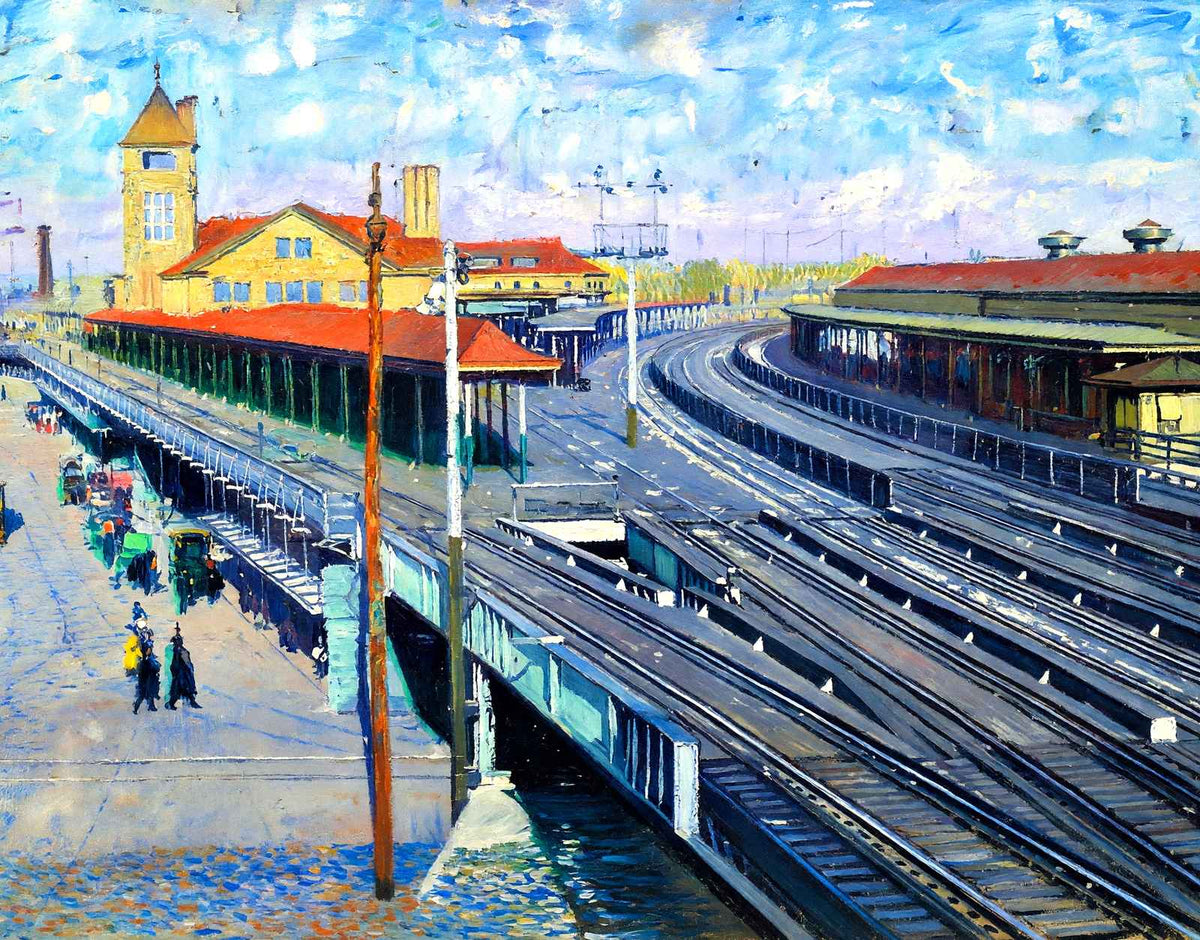 Railroad Station Bridgeport in 1907 Art Print (7 Sizes) - Retouched