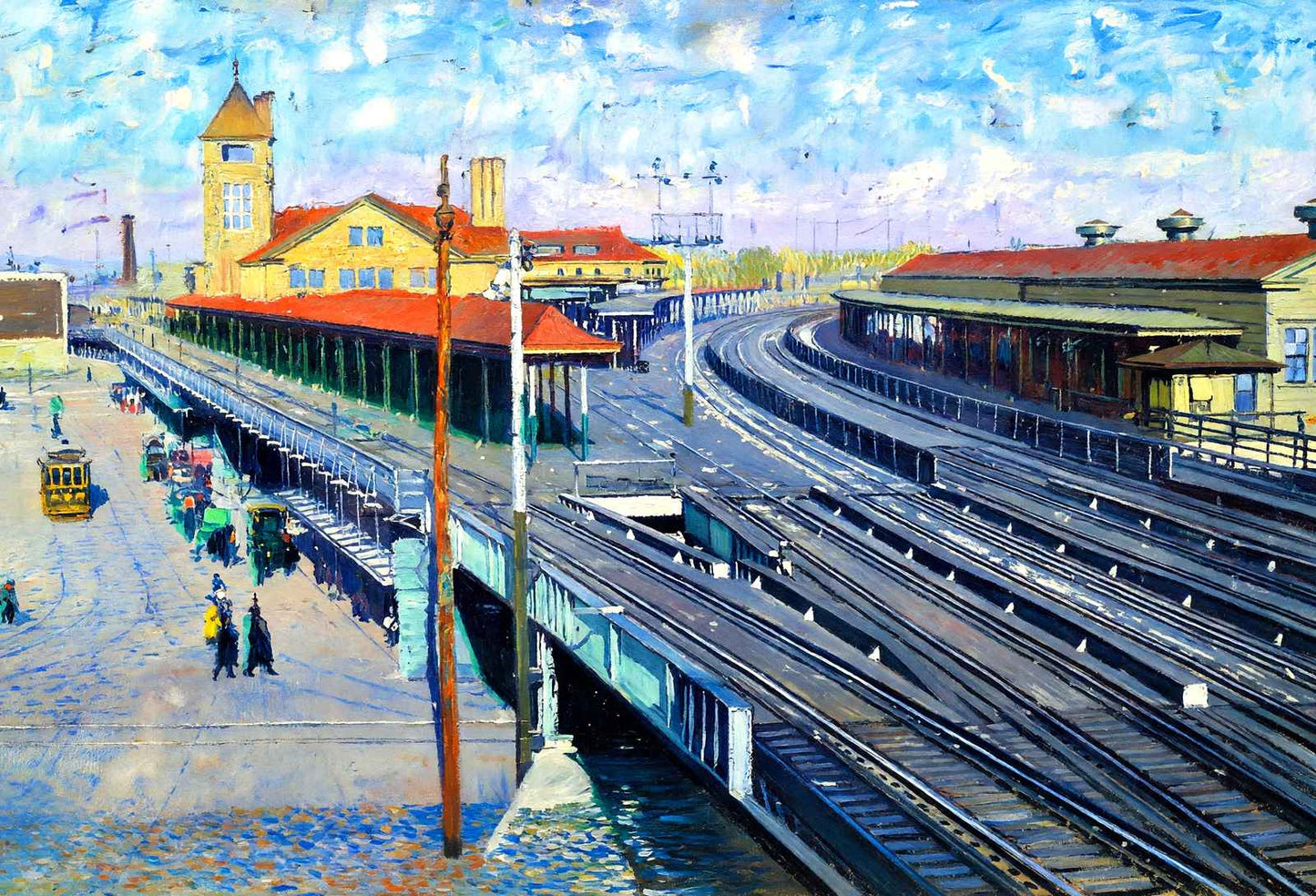 Railroad Station Bridgeport in 1907 Art Print (7 Sizes) - Retouched