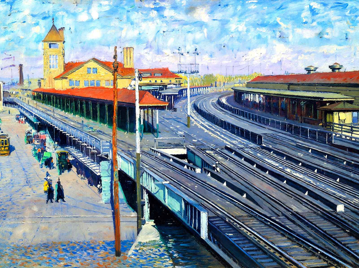 Railroad Station Bridgeport in 1907 Art Print (7 Sizes) - Retouched