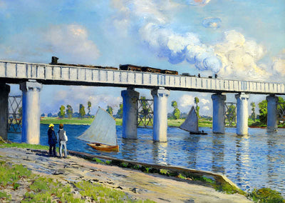 Railway Bridge at Argenteuil Art Print 1873 Painting by Claude Monet (6 Sizes)