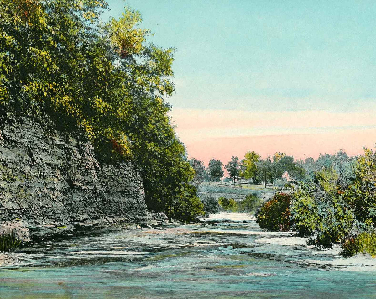 Ravine in South Park in Quincy in 1908 vintage print