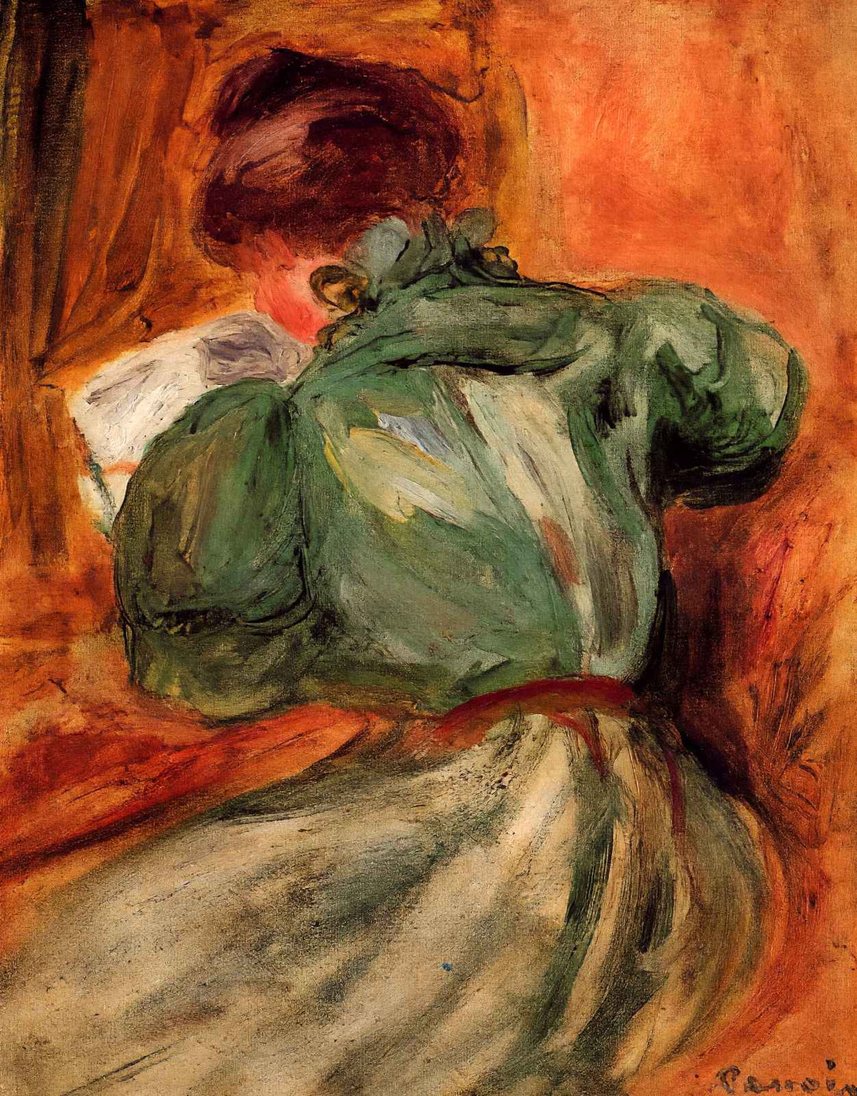 Reader in Green 1894 Painting by Pierre-Auguste Renoir Art Print (6 Sizes)