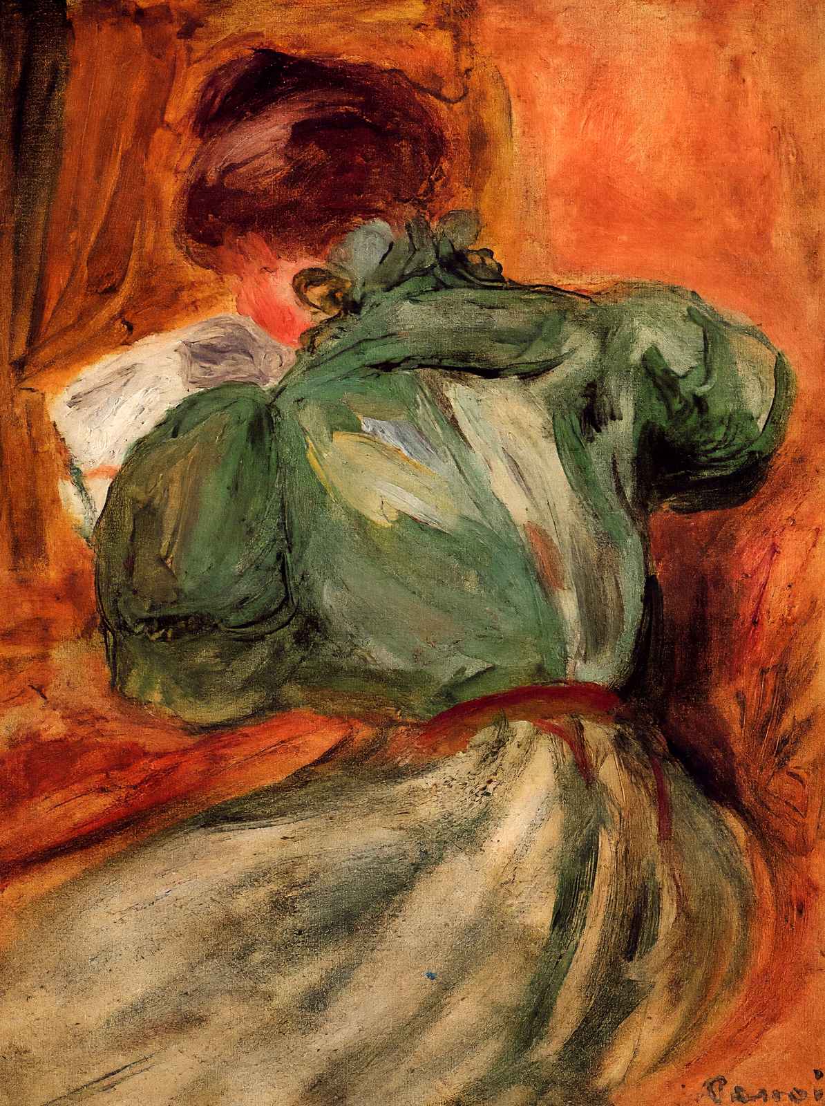 Reader in Green 1894 Painting by Pierre-Auguste Renoir Art Print (6 Sizes)