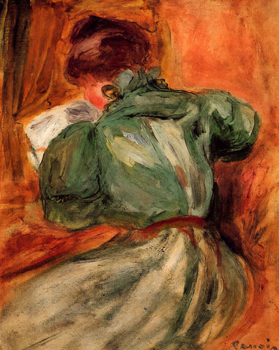 Reader in Green painting by Pierre-Auguste Renoir (1894)